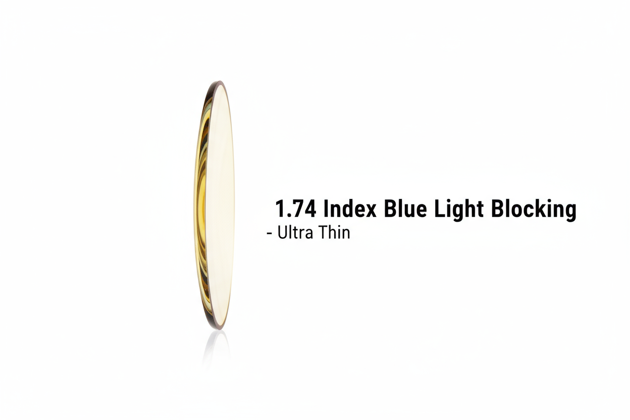 Lentes para gafas con índice 1,74 (transparentes/bloqueantes de luz azul)
